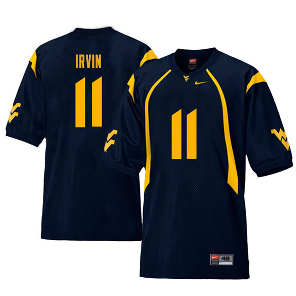 Men #11 Bruce Irvin West Virginia Mountaineers Retro College Football Jerseys Sale-Navy - Click Image to Close